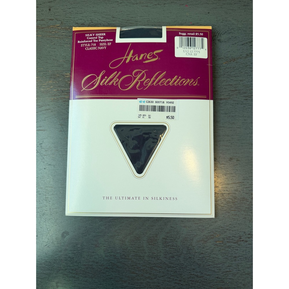 Hanes Silk Reflections Sheer Control Top Pantyhose Classic Navy Style 718 EF